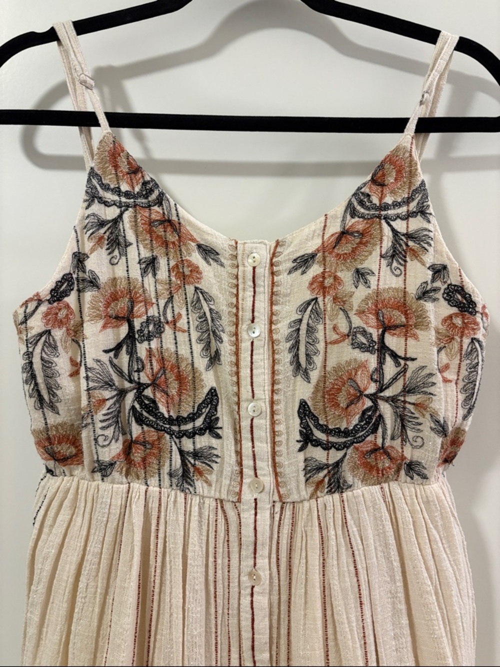 Jackson Rowe Cream Maxi Dress with Embroidered Floral Bodice and Straps - Picture 3 of 6